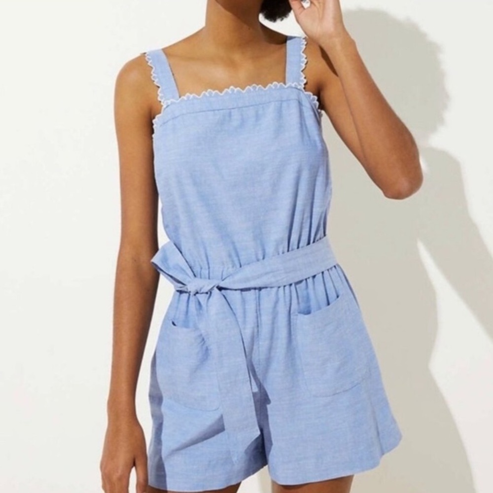 Loft beach chambray short romper
